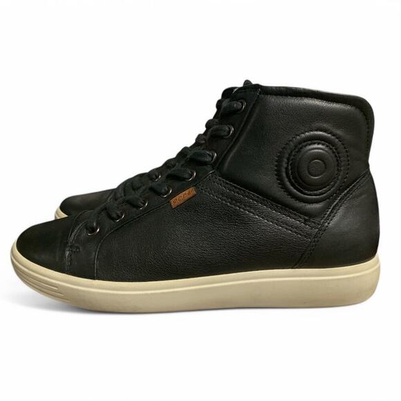 Ecco Women’s Soft 7 Black Leather High Tops Size 9 - Picture 1 of 8